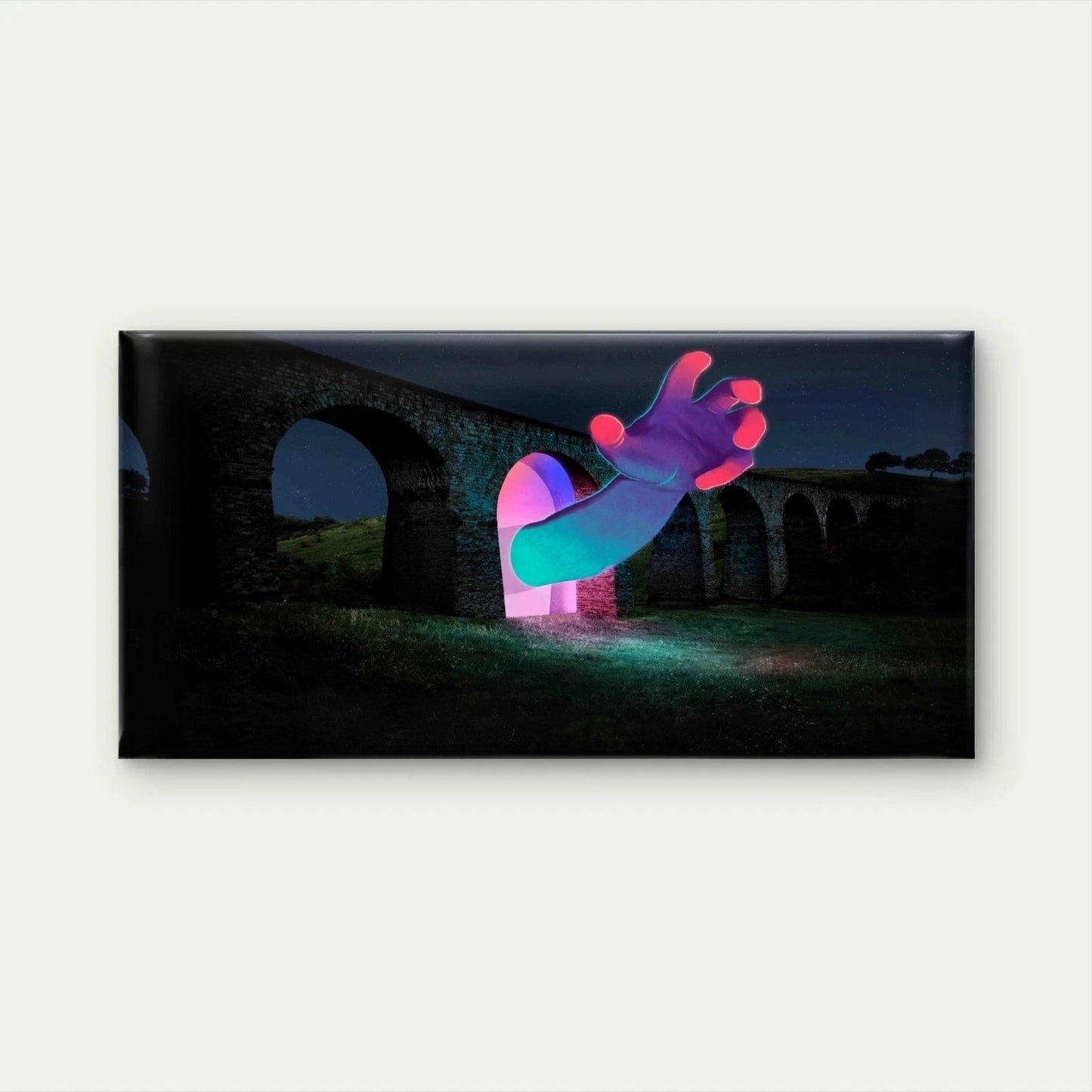 Neon-Colored Hand Wall Art Canvas Office Home Room Framed 120x60cm