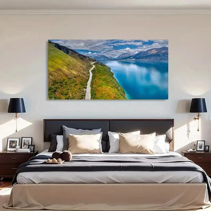 Road & Lake View Beautiful Wall Art Canvas Office Home Room Framed 120x60cm