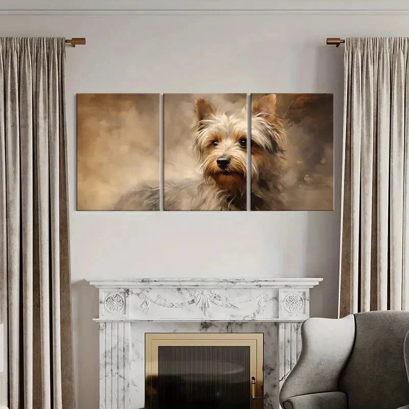 3pcs Abstract Animal Art Dog Artistic Yorkshire Metal Print Ready to Hang Art - Bella Home Decor
