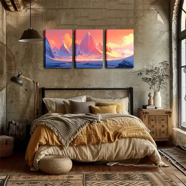 3pcs Magnificent Snow Mountain Wall Art Set Canvas Framed 60x90cm - High Quality Print 100% Australian Made Wall Canvas Ready to Hang - Bella Home Decor