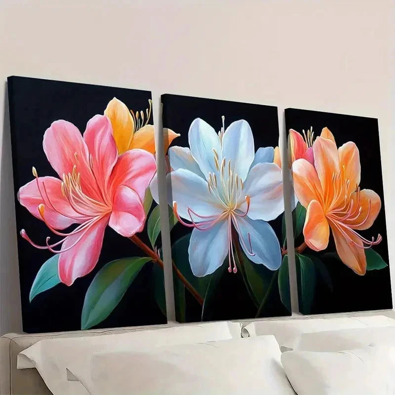 3pcs Honeysuckle Painting DO   Wall Art Set Canvas Framed 50x70cm - High Quality Print 100% Australian Made Wall Canvas Ready to Hang