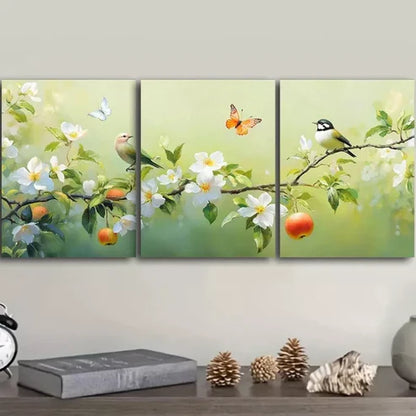 3pcs Bird On Branch Design Nature Flowers Wall Art Canvas Unframed - High Quality Print 100% Australian Made Wall Canvas - Bella Home Decor