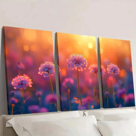 3pcs Queen Anne'S Lace Wildflower PL Wall Art Set Canvas Framed 40x60cm - High Quality Print 100% Australian Made Wall Canvas Ready to Hang