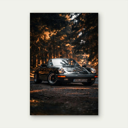 Classic Porsche 911 Targa Car Forest Dirt Road 40x60cm Print Ready to Hang