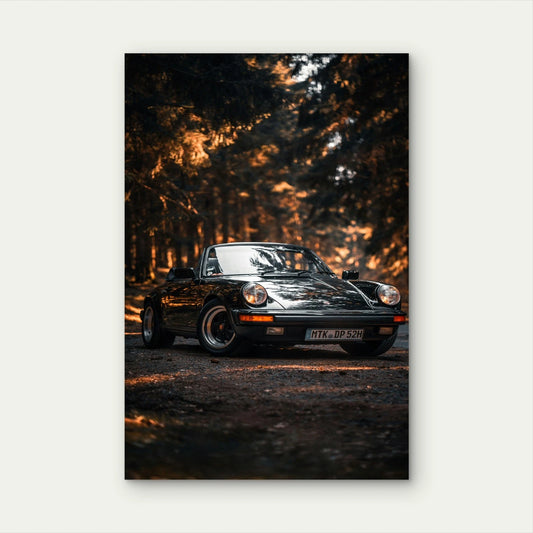 Classic Porsche 911 Targa Car Forest Dirt Road 40x60cm Print Ready to Hang