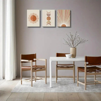 3pcs Mid Century Moon Phase Abstract Perfect Wall Art Set Canvas Framed 40x60cm - High Quality Print 100% Australian Made Wall Canvas Ready to Hang - Bella Home Decor