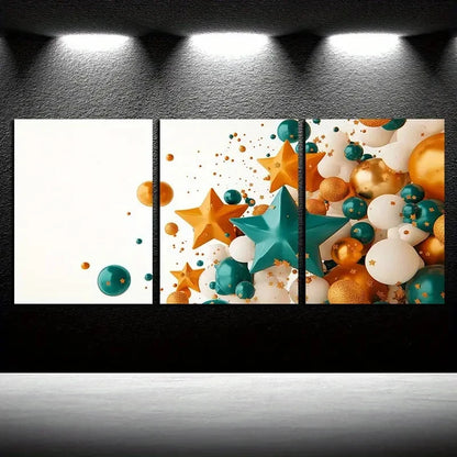 3pcs Vibrant Decorative Balloon Design Metal Print Ready to Hang Art - Bella Home Decor
