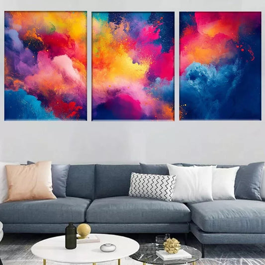 3pcs Modern Abstract Colorful Gradient Wall Art Set Canvas Framed 50x70cm - High Quality Print 100% Australian Made Wall Canvas Ready to Hang