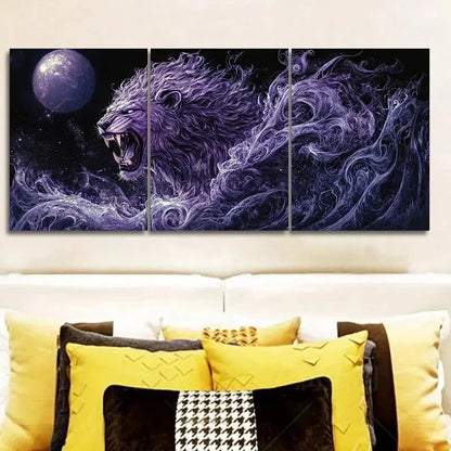 3pcs Dark fantasy art style Lion   Wall Art Set Canvas Framed 50x70cm - High Quality Print 100% Australian Made Wall Canvas Ready to Hang - Bella Home Decor