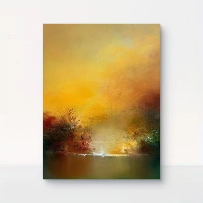 Abstract Landscape Vibrant Sunset Reflections Metal Print Ready to Hang
