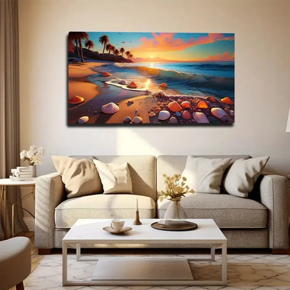 Seashells By The Beach Wall Art Canvas Office Home Room Framed 120x60cm