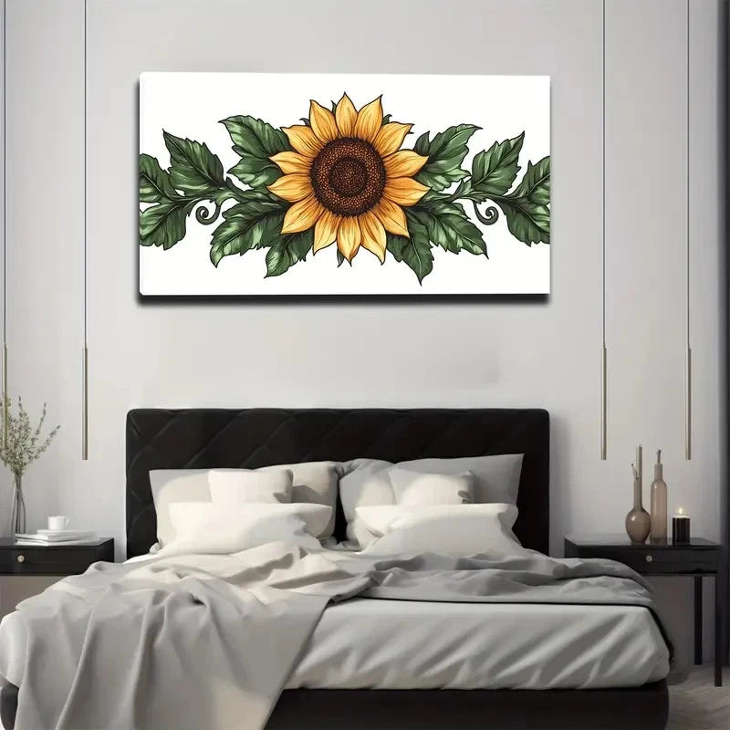 Vibrant Yellow Sunflower Wall Art Canvas Office Home Room Framed 120x60cm
