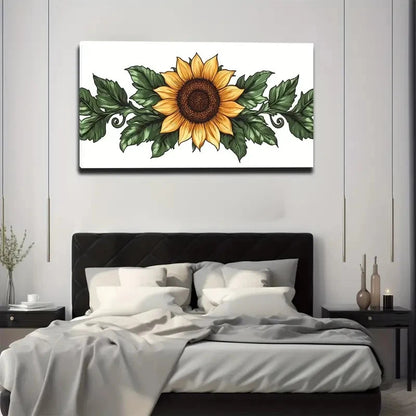 Vibrant Yellow Sunflower Wall Art Canvas Office Home Room Framed 120x60cm