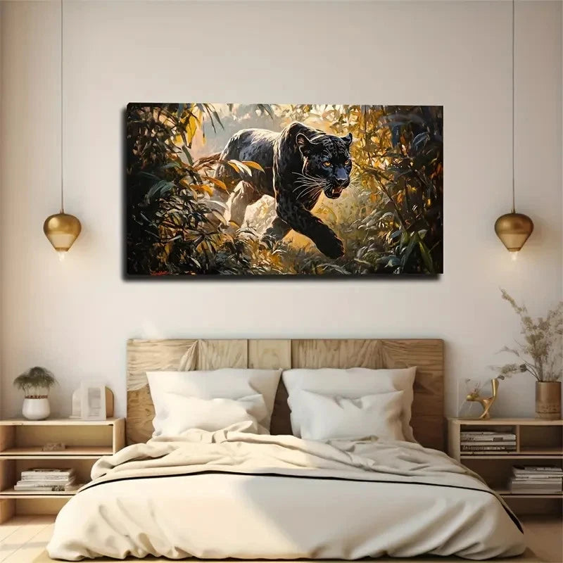 A Black Feline Beautiful Wall Art Canvas Office Home Room Framed 120x60cm