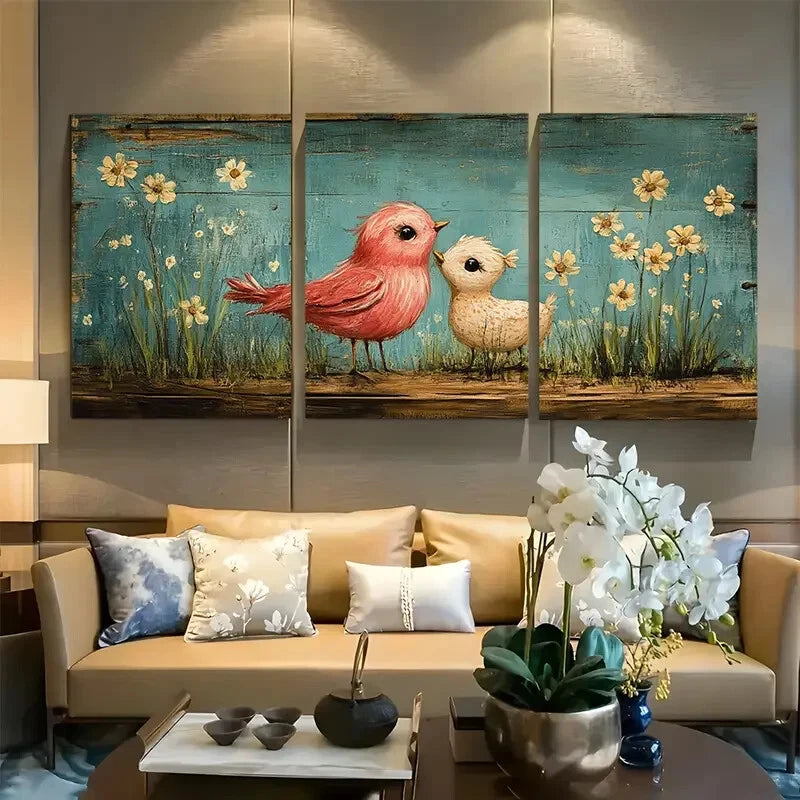 3pcs Soft Pastel Whimsical Farm Animal Design Metal Print Ready to Hang Art