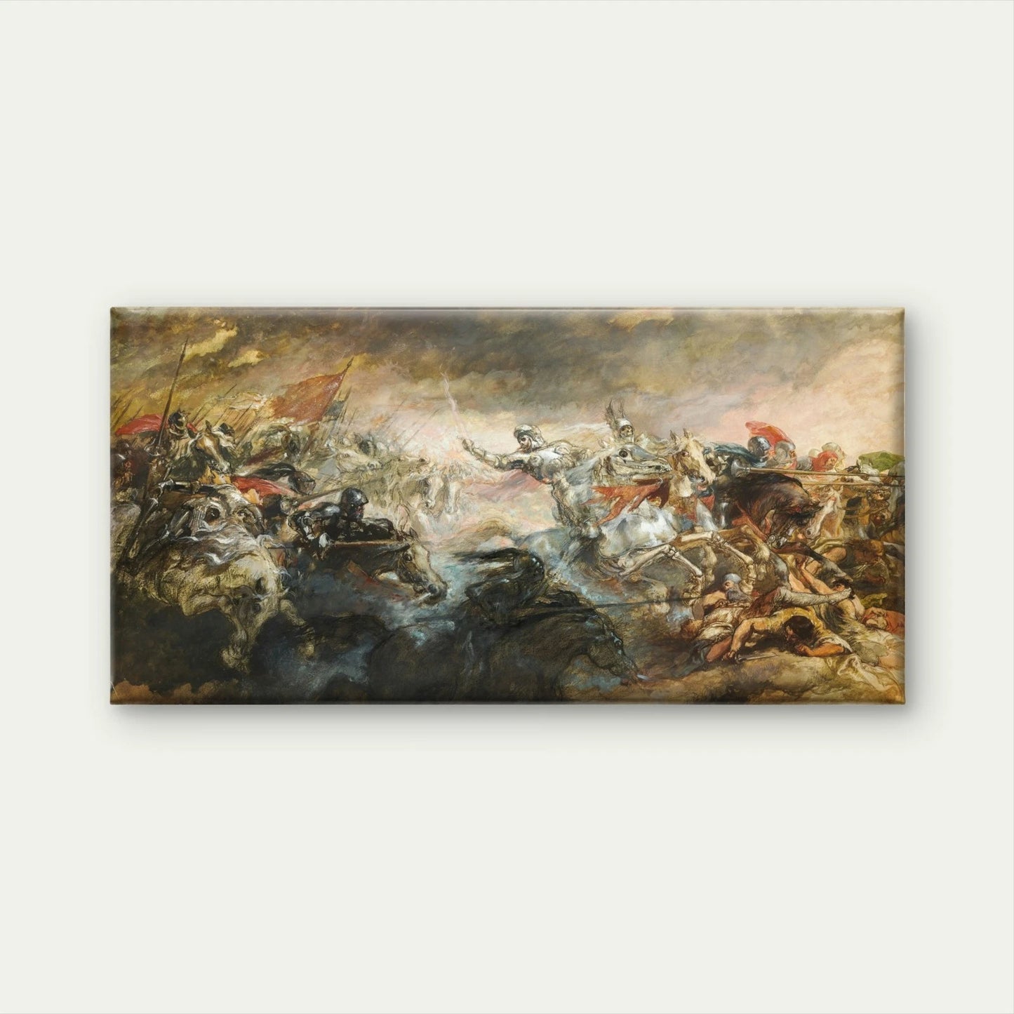Vintage Classical Battle Scene Wall Art Canvas Office Home Framed 120x60cm