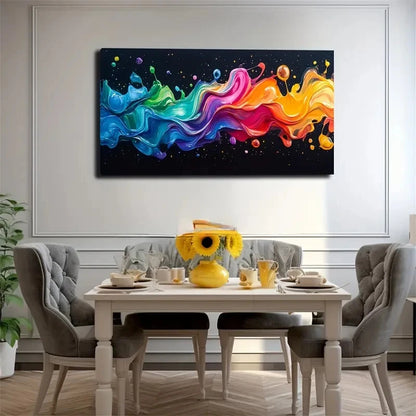 Vibrant Splashing Paint Design Wall Art Canvas Office Home Room Framed 120x60cm
