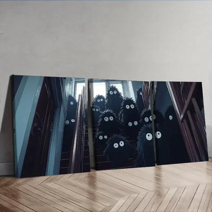 3pcs The Black Monster Wall Art Set Canvas Unframed - High Quality Print 100% Australian Made Wall Canvas