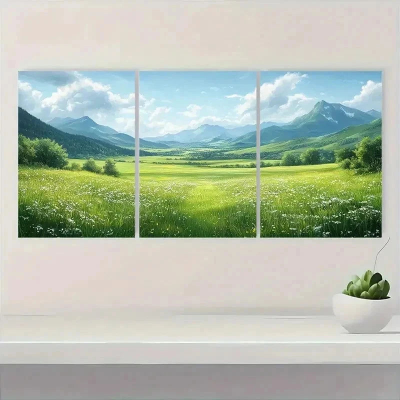 3pcs Wilderness Landscape Illustrations Perfect Wall Art Set Canvas Framed 50x70cm - High Quality Print 100% Australian Made Wall Canvas Ready to Hang