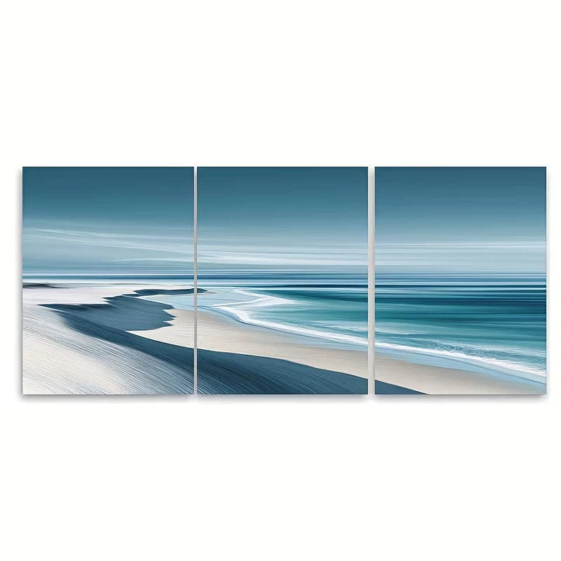 3pcs Beach Print, Serene Coastal Print, Seascape Metal Print Ready to Hang Art - Bella Home Decor