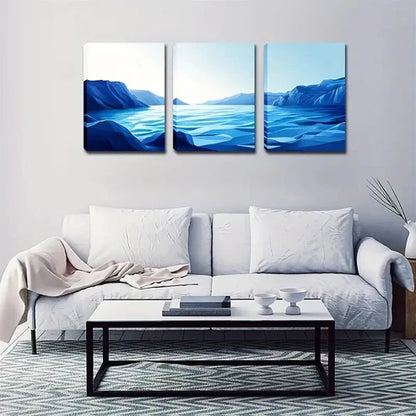 3pcs Blue Sky And White Cloud Ocean, Wall Art Set Wall Art Canvas Unframed - High Quality Print 100% Australian Made Wall Canvas - Bella Home Decor