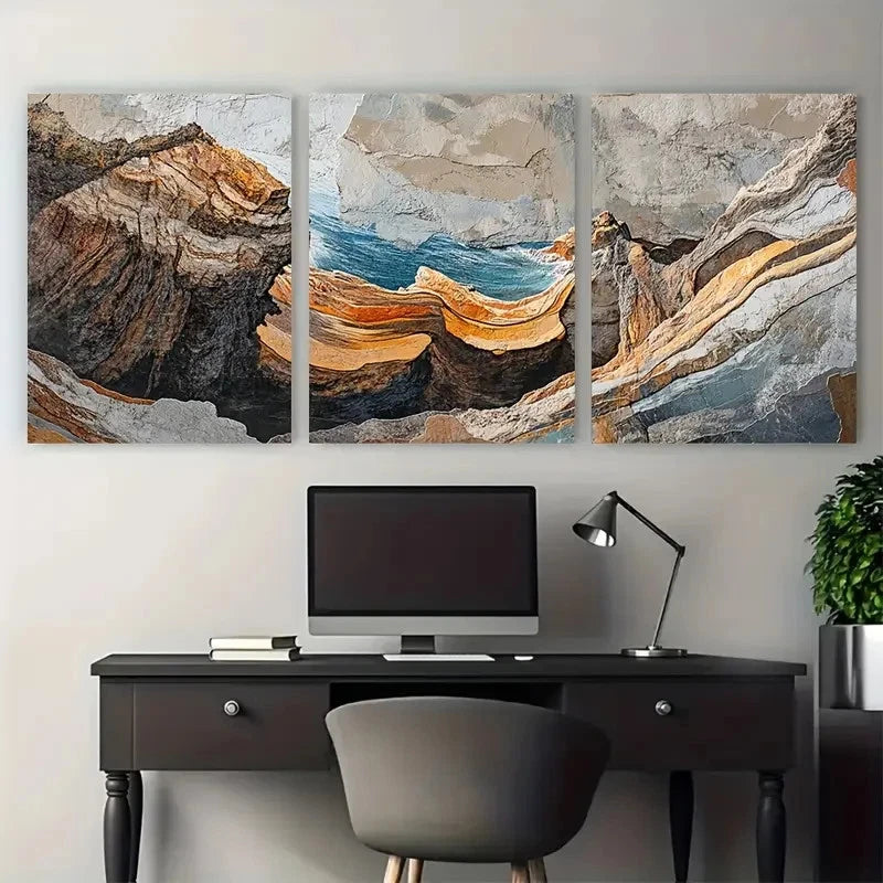 3pcs Hawaii Na Vibrant Blue Ocean & Rocky Cliffs Wall Art Set Canvas Framed 40x60cm - High Quality Print 100% Australian Made Wall Canvas Ready to Hang - Bella Home Decor