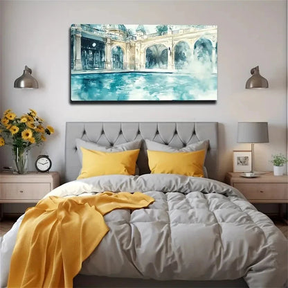 European-Style Architecture Wall Art Canvas Office Home Room Framed 120x60cm