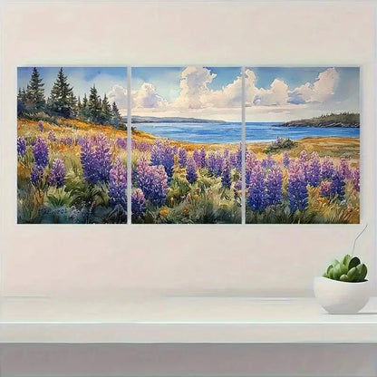 3pcs Watercolor Maine Coastal Landscape Seascape Metal Print Ready to Hang Art - Bella Home Decor