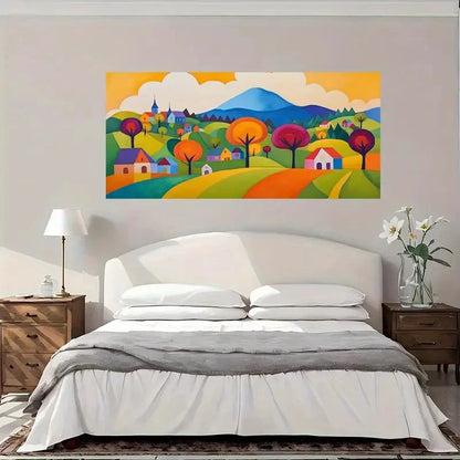 Vibrant Autumn Landscape Wall Art Canvas Office Home Room Framed 120x60cm