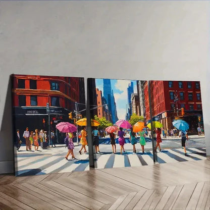 3pcs The vibrant streets of New York City Wall Art Set Canvas Unframed - High Quality Print 100% Australian Made Wall Canvas