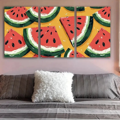 3pcs Watermelon Slice Pattern Wall Art Set Canvas Framed 40x60cm - High Quality Print 100% Australian Made Wall Canvas Ready to Hang