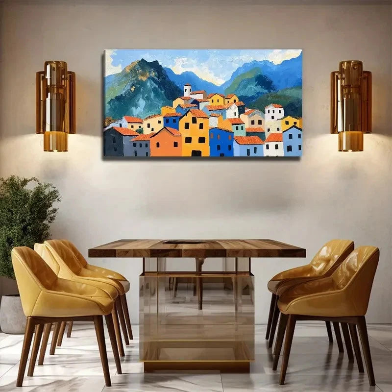 The Scattered House Suitable Wall Art Canvas Office Home Room Framed 120x60cm