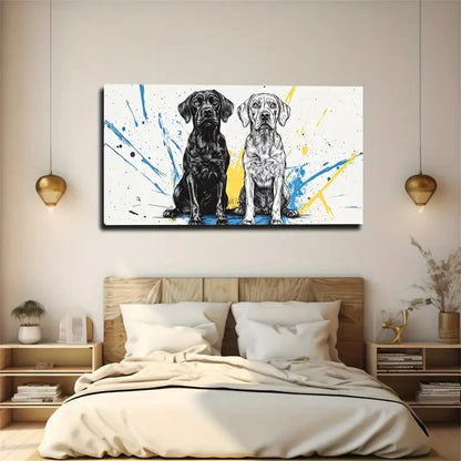 Two Cute Puppies Suitable Wall Art Canvas Office Home Room Framed 120x60cm