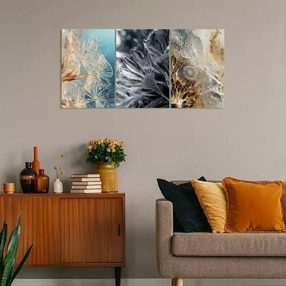 3pcs Vintage Dandelion Microscopic Structures Metal Print Ready to Hang Art - Bella Home Decor