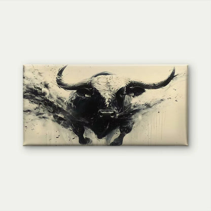 Abstract Black Bull Splash Wall Art Canvas Office Home Room Framed 120x60cm