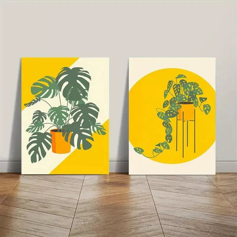 2pcs Painting, Minimalism, Bohemian Style, Vector Art Canvas Framed 50x75cm - High Quality Print 100% Australian Made Wall Canvas Ready to Hang - Bella Home Decor