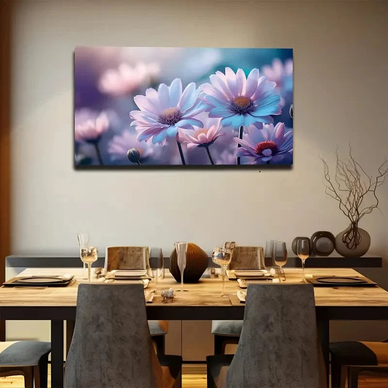 Blooming Daisies in Sunlight Wall Art canvas office home room framed 120x60cm - Bella Home Decor
