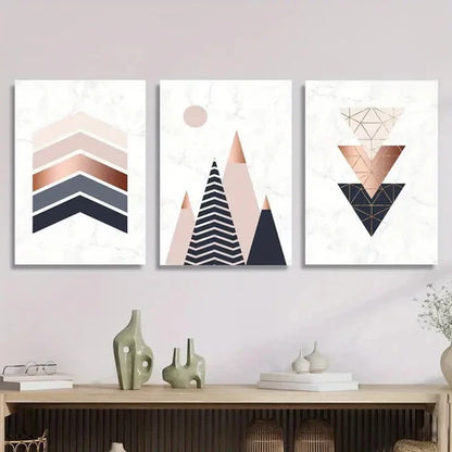 3pcs Abstract Geometric Wall Art Set Canvas Unframed - High Quality Print 100% Australian Made Wall Canvas - Bella Home Decor