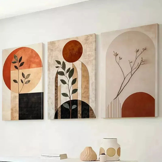 3pcs Modern Minimalist Botanical Print Wall Art Set Canvas Framed 50x70cm - High Quality Print 100% Australian Made Wall Canvas Ready to Hang
