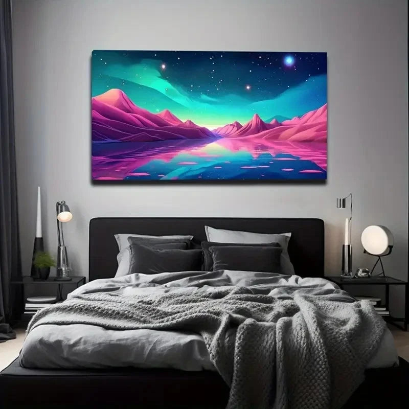 Bold Pink Mountain Wall Art Canvas Office Home Room Framed 120x60cm