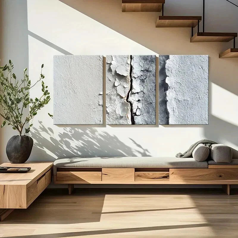 3pcs Urban Decay Cracked Surface Design Industrial Metal Print Ready to Hang Art - Bella Home Decor