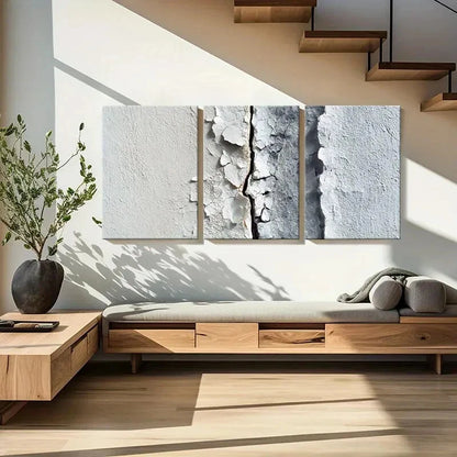 3pcs Urban Decay Cracked Surface Design Industrial Metal Print Ready to Hang Art - Bella Home Decor