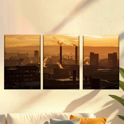 3pcs Sunset ruins Wall Art Set Canvas Framed 50x70cm - High Quality Print 100% Australian Made Wall Canvas Ready to Hang