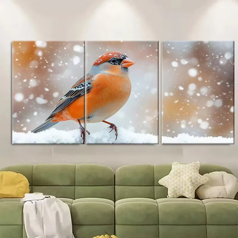 3pcs Hawfinch Bird Metal Print Ready to Hang Art