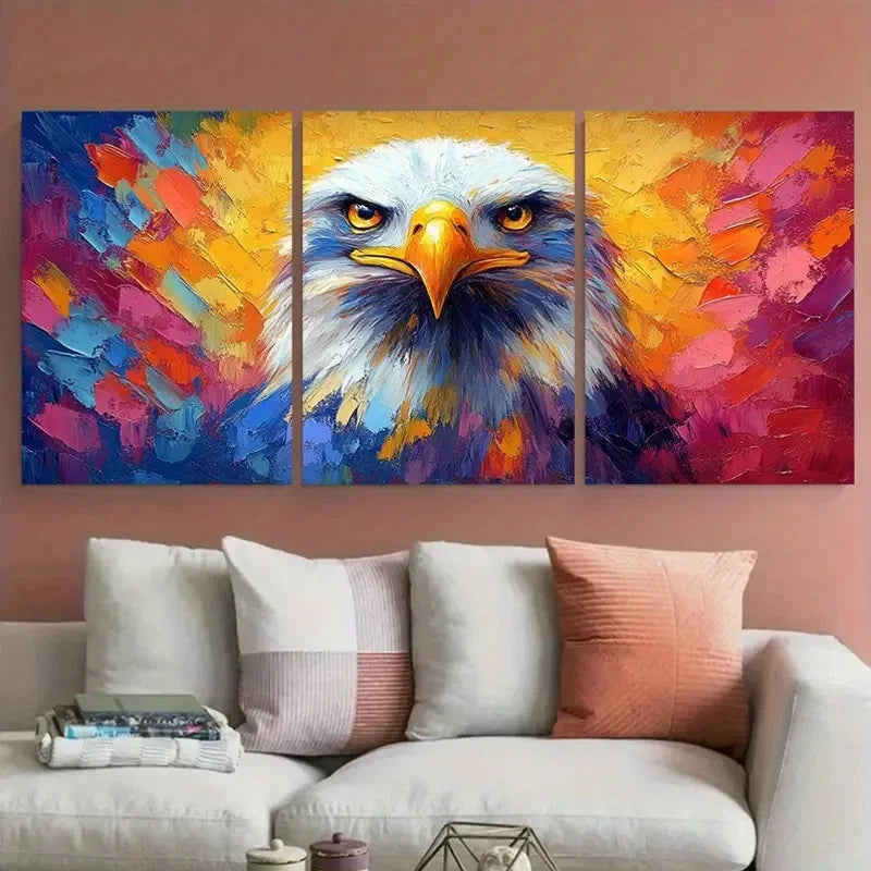 3pcs Rainbow Brush Strokes Stunning Multicolour Metal Print Ready to Hang Art - Bella Home Decor