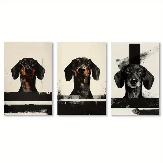 3pcs Stylish Dog Metal Print Ready to Hang Art