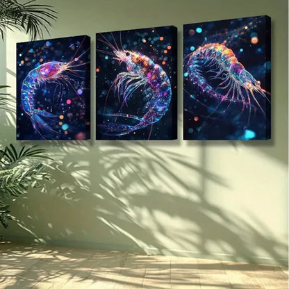 3pcs Shrimp, Dream Wall Art Set Canvas Unframed - High Quality Print 100% Australian Made Wall Canvas
