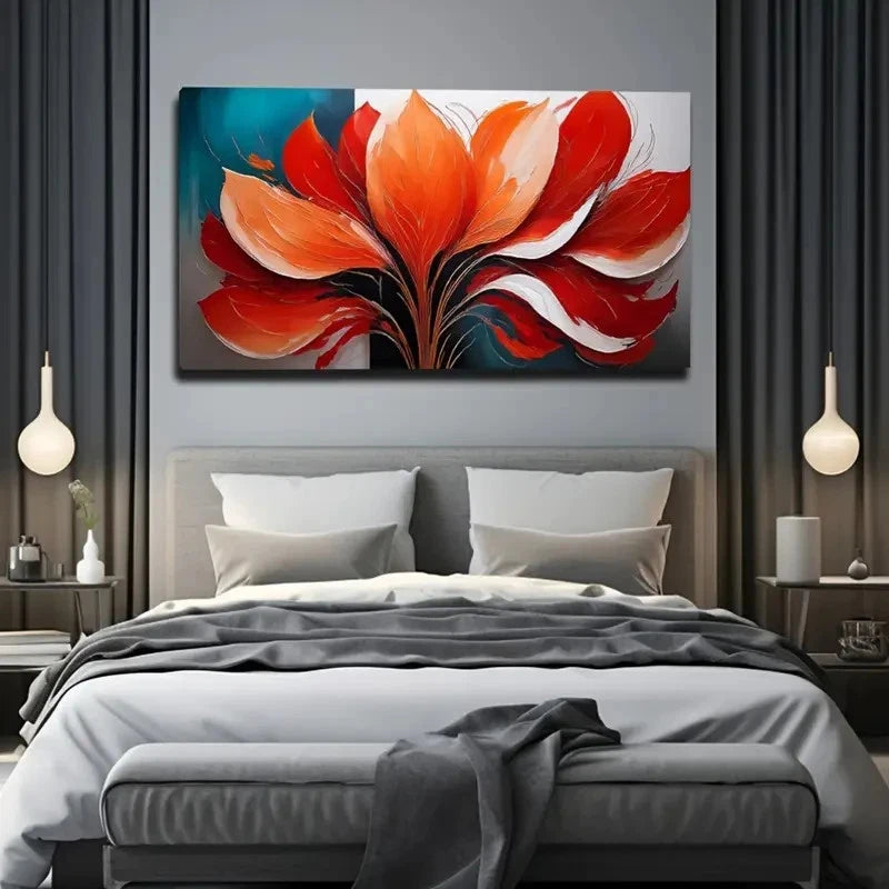 Vibrant Floral Wall Art Canvas Office Home Room Framed 120x60cm
