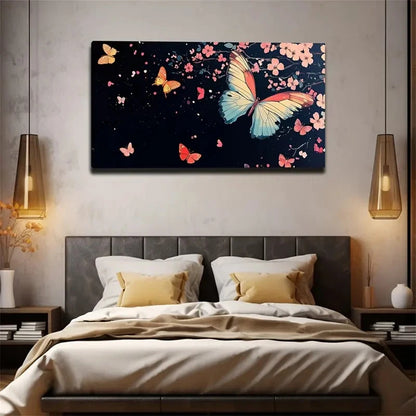 Vibrant Colorful Butterflies Wall Art Canvas Office Home Room Framed 120x60cm