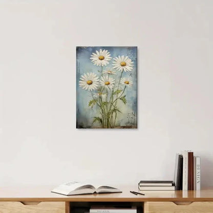 Beautiful Rustic Daisy Flower Vintage Painting 60x90cm Metal Print Ready to Hang